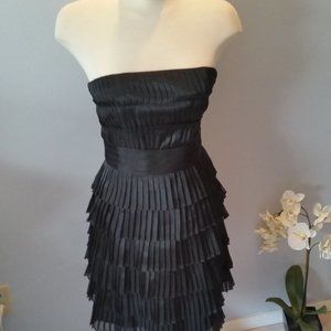 White House Black Market black strapless tiered cocktail dress EUC